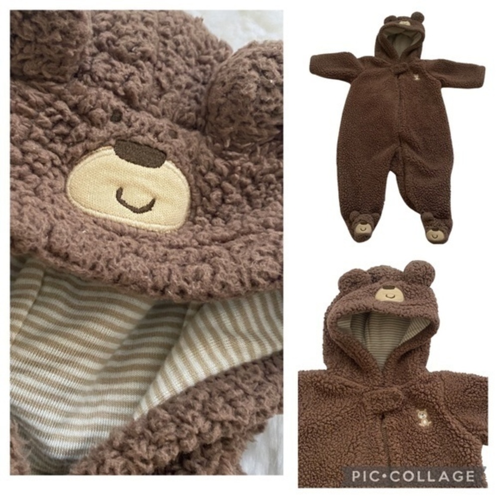 Carter’s Baby Boy 3 Months Bunting Suit Hood Fleece Blanket Winter Outfit